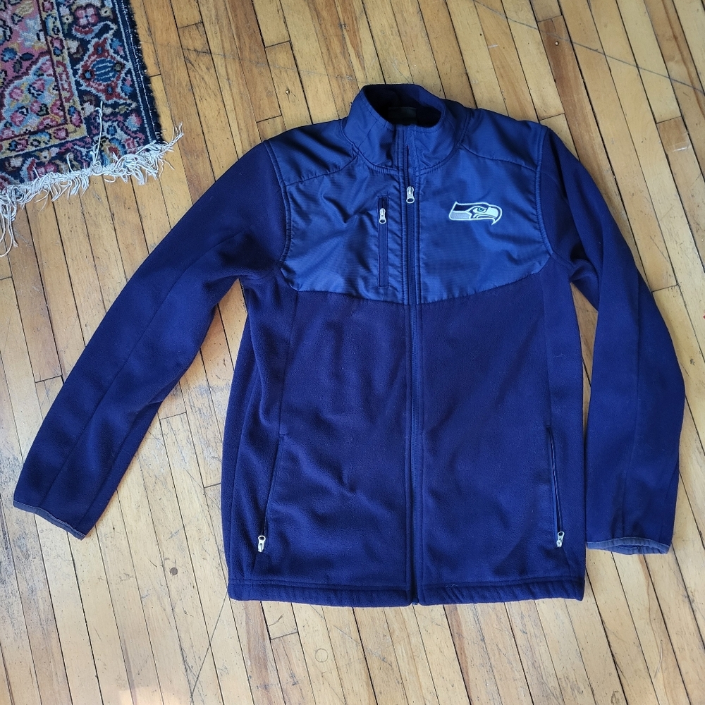Navy blue Seattle Seahawks fleece jacket w/ pockets Official